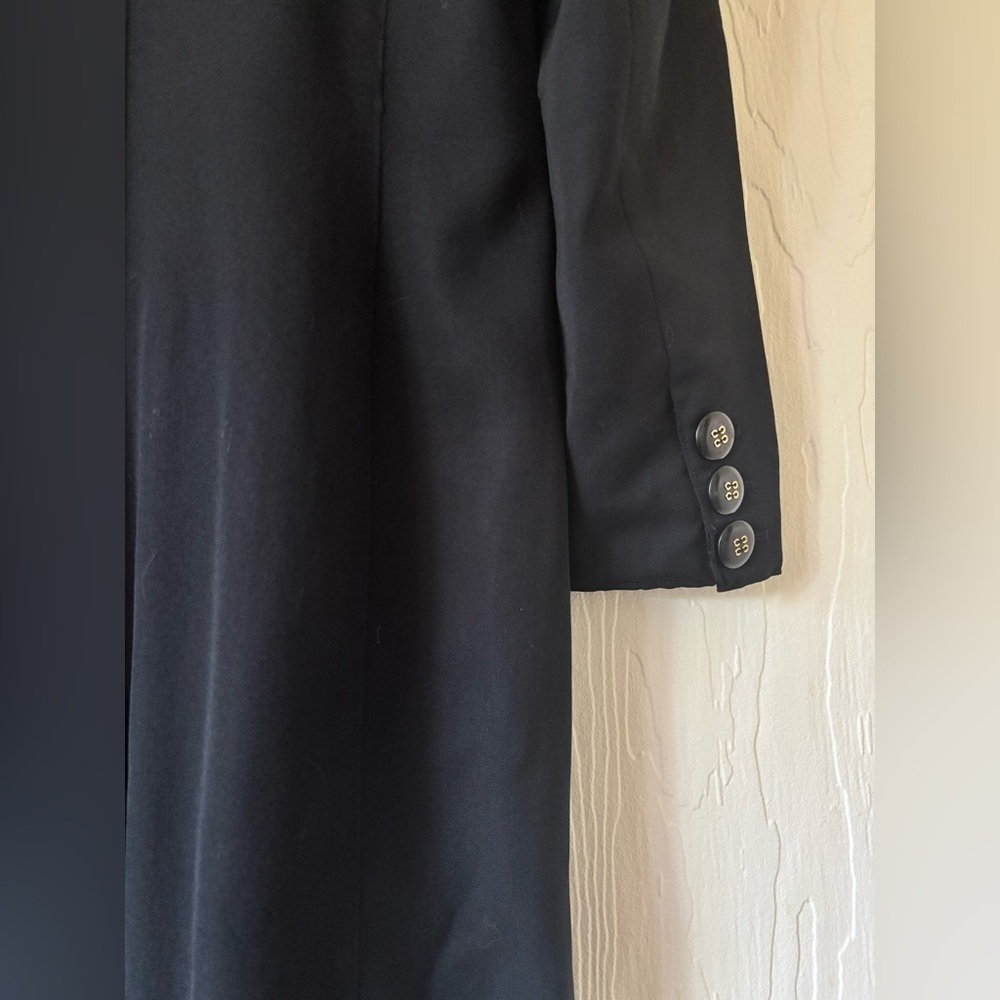 Vintage Louis Feraud Double Breasted Lightweight Wool Black Trench Coat Jacket - Picture 14 of 15